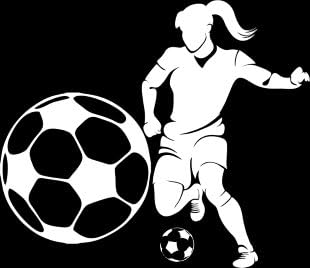 Amazon 大きなシルエット ビニール サッカー ウォールデカール 女性選手とボール ホワイト ウォールステッカー オンライン通販