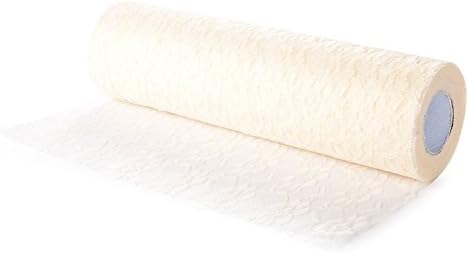 7in *5Yard Soft & Stretch Ivory Lace Fabric Roll Runner for Wedding Clothes or DIY Craft Decoration