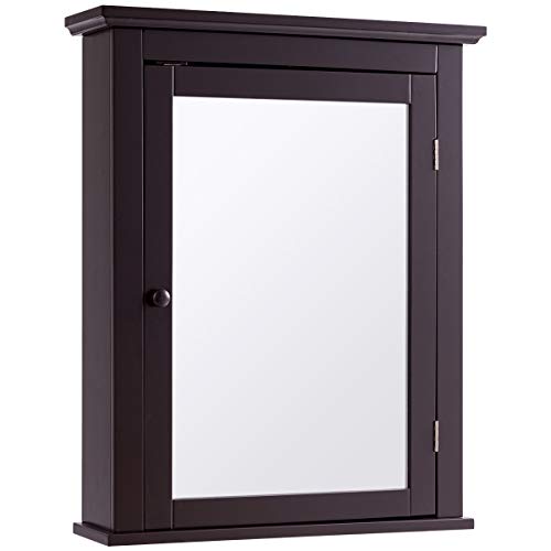 Tangkula Bathroom with Mirror, Mirrored WallMounted Storage