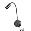 Meanyee 3W zwanenhals flexibele bedlampen-scholieren leeslamp EU plug bedrade muurbeugel leeslamp