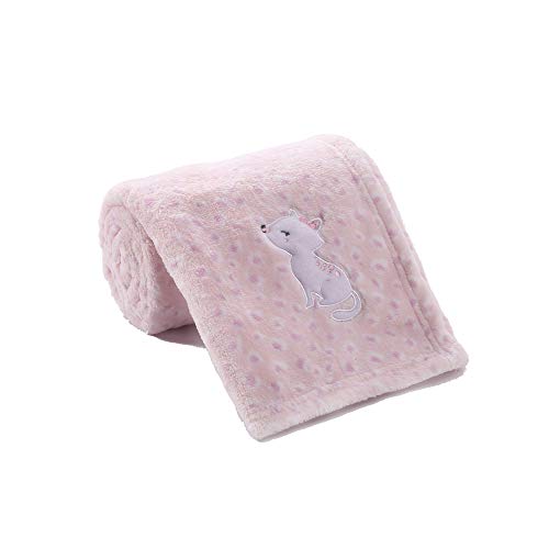 Crevent - Petite couverture moelleuse et chaude pour bébé fille, tout-petit, berceau, poussette,75 x 100 cm, rose, motif chat
