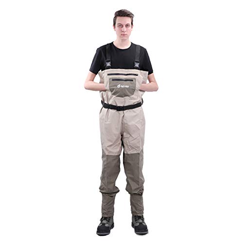NEYGU Men's Breathable Fly Fishing Wader, Waterproof Chest Wader with Stocking Foot (XL)