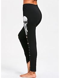 Mallas elásticas para Halloween, diseño de calavera, para dama