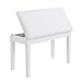 SONGMICS Wooden Duet Piano Bench with Padded Cushion and Music Storage White ULPB75WT