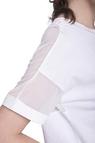 Satva Premium Organic Cotton Racerback Mesh Short Sleeve T-Shirt Round Neck For Yoga Workout Running Sports Training Cycling Jodo Tee, White, Large - Thumbnail 3