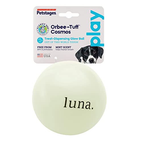 Dog OrbeeTuff Luna Ball GlowinTheDark TreatDispensing Dog