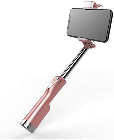 Kebaina Bluetooth Selfie Stick Adjustable Self-portrait 270°Rotation with Led Fill Light and Mirror for Apple iPhone IOS Samsung Galaxy Android and Other Mobile Phone,Rose Gold