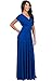 KOH KOH Womens Long Sexy Cap Short Sleeve V-neck Flowy Cocktail Gown Maxi Dress, Cobalt / Royal Blue 3X 22-24 (4)