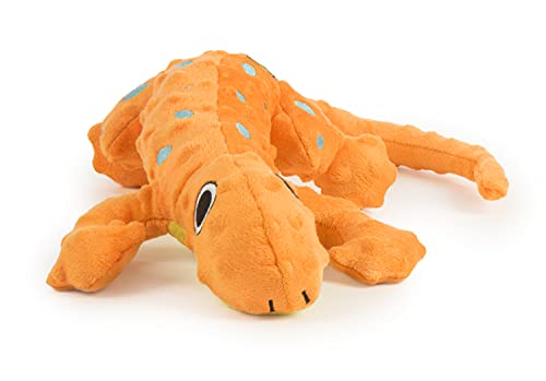 goDog Amphibianz Gecko Squeaky Plush Dog Toy, Chew Guard Technology - Orange, L…