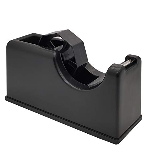 Tape Dispenser,Holder Fits 1" and 3" Core,Desk Heat Tape Dispenser 7.87 x 2.69 x 3.78 Inch,Weighted Non-Skid Base Black,Easy for One-Handed Dispensing - Thumbnail 5