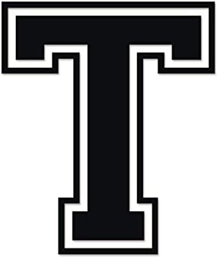 Applicable Pun Varsity Letter T - Vinyl Decal Outdoor Use on Cars, ATV, Boats, Windows More - Black 6 inches Tall