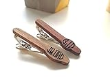 Tie Clip for men Fathers day gift initial Tie Tack Bar Initial Custom Wooden Unique Groomsmen Gift for Guy Business Man Gift Grad Father of the Bride small brown wood by Enjoy the wood