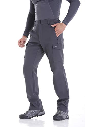 Trailside Supply Co. Men's Insulated Hiking Pants Water Resistant Pants Windproof Softshell Dark Grey Small