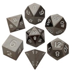 Metal Dice: 16mm Painted Polyhedral Dice Set of 7 - Sterling Gray
