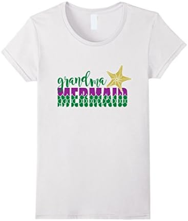 Womens Grandma Mermaid Funny Matching Shirts Poppy of Mini Mermaid Large White