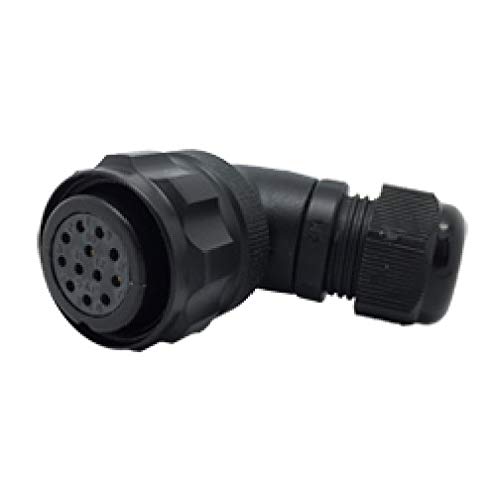 CEEP 9208212AF0SB00 Circular Connector, Angled Plug, 212AF Insulator, Female, 9-14mm Adjustable Cable Gland, Nickel Finish