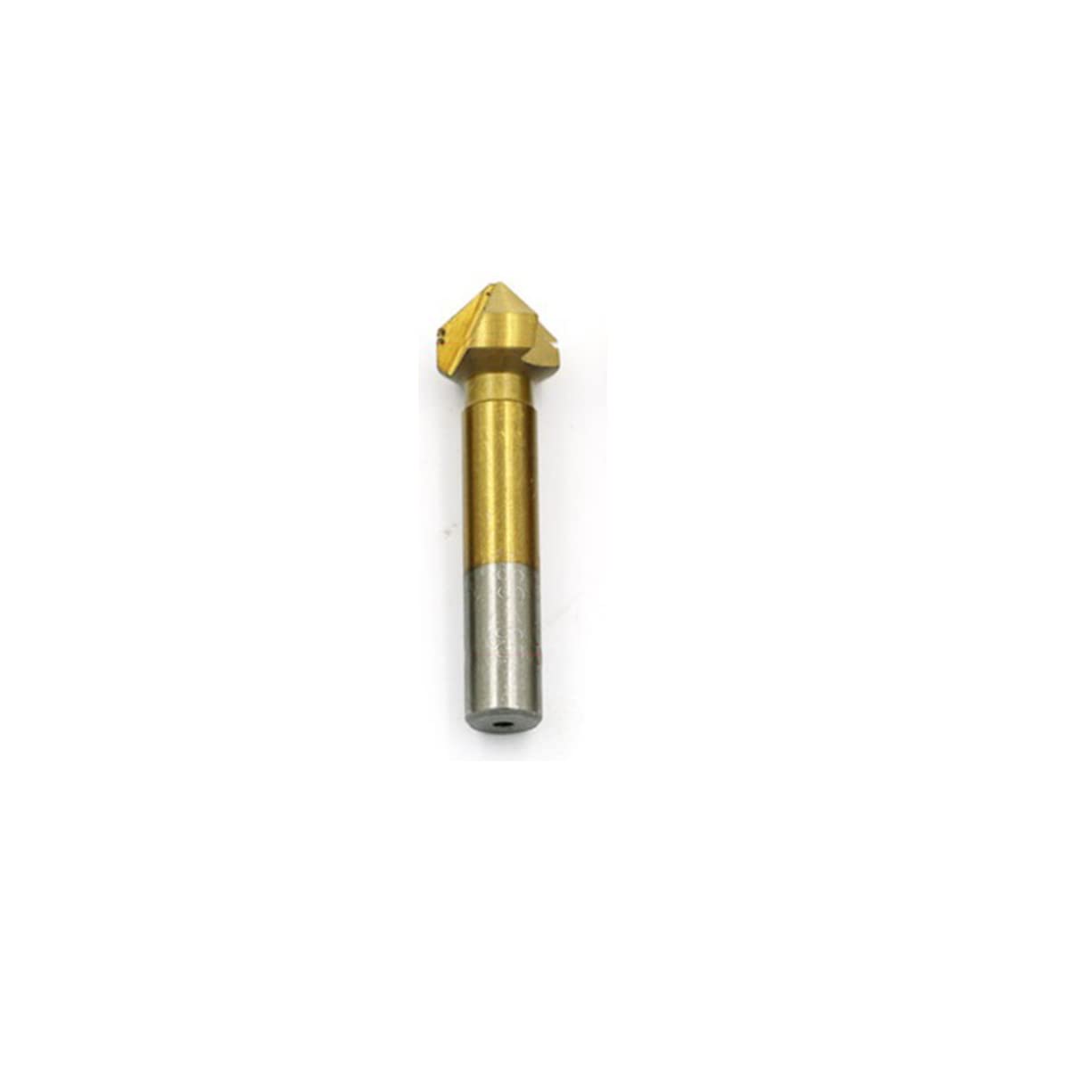 Unifizz Metal Titanium Plated Countersunk Bit Drill Diameter 16.10mm, 90 Degree Three Flute Alloy Chamfering Drill Round Shank Drill Bit Chamfering Tool, Silver + Gold 1pcs