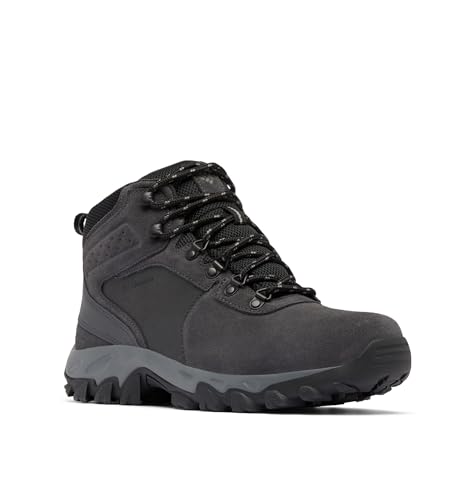 Columbia Mens Newton Ridge Plus II Suede Waterproof, Shark/Black, 12