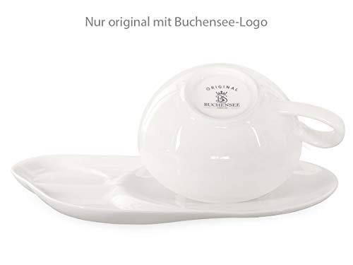 Buchensee Tea for One mit Sieb Lena 500ml aus Crystal Bone China Porzellan in fein-cremigem WeiÃ. Teekanne + Teetasse + Untersetzer mit Ablageflächen – Bild 8
