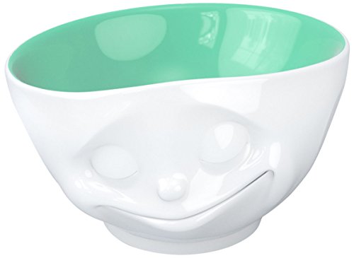 Fiftyeight TV Cups, Bowls, Happy, for Müsli and Desserts, Porcelain, Jade (Inside), 500ml