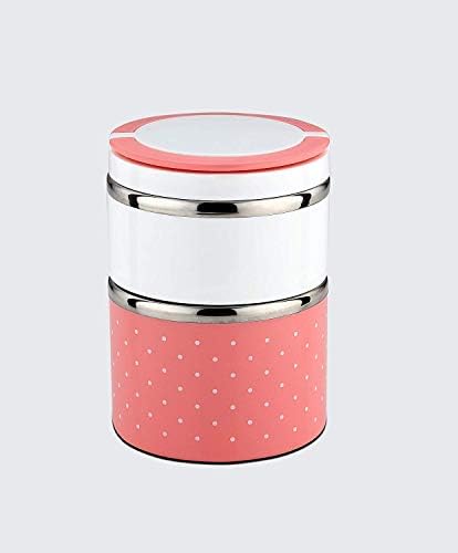Vastra Food Thermal Stainless Steel Storage 2 Containers Lunch Box, 930 ml (Pink)