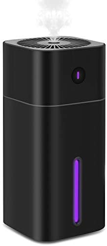 Mini Mist Ultrasonic Humidifier Portable - Personal 180ML and 7 Colors LED Night Light with USB - Whisper Quiet Operation Automatic Shut-Off with Adjustable Mist Mode for Home/Office/Bedroom -Black