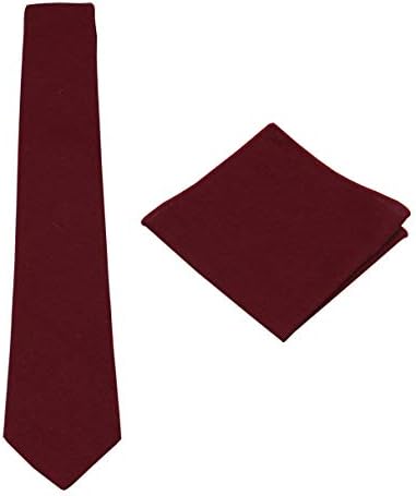 Mens Solid Linen Tie Set : Necktie with Matching Pocket Square-Various Colors