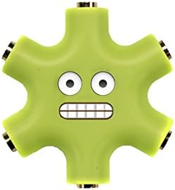 CuTech 5-Jack Multi Headphone Audio Emoji Aux Splitter 2 Pack (light green)