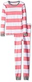 Burt's Bees Kids Little Girls Rugby Stripe Pajama Set, Petunia, 5 Years