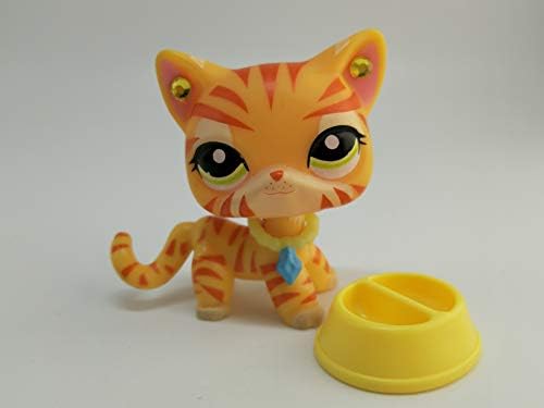 Toy Rare LPS Shorthair Cat Yellow Orange Tiger Kitty Kitten 1451 with Accessories Collection Girls Boys Gift (lps 1451)