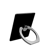 Cell Phone Finger Kickstand Loop Mount Stent 360 Degree Rotary Safe Hand Grip Compatible All iPhones Samsung Galaxy Android Pad Tablet(Black)