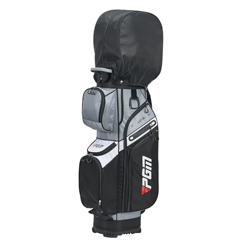 PGM Black Golf Cart Bag, 14 Way Silent Top Divider Premium Golf Bag with Ergonomic Handles & Rain Cover