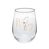 Wifey Wine Glass - 17 oz Stemless Wife Wine Glass - Perfect Bridal Shower Gift - Bride To Be Gift - Gift For Wife - Bride Gift