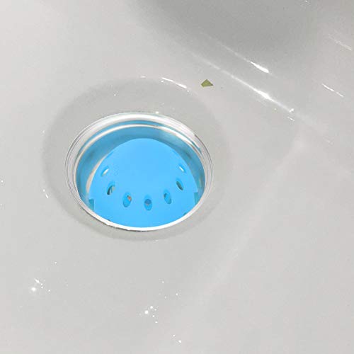 FChome 2 Pack Bathtub/Sink Drain Hair Catcher Protector Strainer,FDA Grade Silicone Bathroom Sink Drain Protector Hair Strainer/Snare Sizes 1.5’’and 1.75’’,Blue