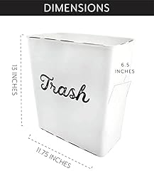 AuldHome White Enamel Trash Can, Rustic Farmhouse