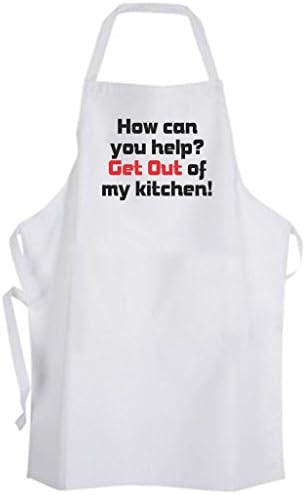 How can you help? Get Out of my kitchen! Adult Size Apron – Chef Cook Humor