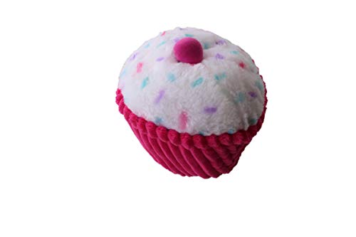 Dog Birthday Chew Toy Bundle - Dog Birthday Toy Set Includes 6" Cupcake Dog Chew Toy and 9.5" Ice Cream Cone Squeaker Toy | Plush Dog Birthday Treats 2 Chew Toys Set