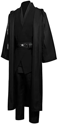 Men Tunic Hooded Robe Cloak Set Outfit Knight Gothic Fancy Dress Halloween Masquerade Cosplay Costume Cape