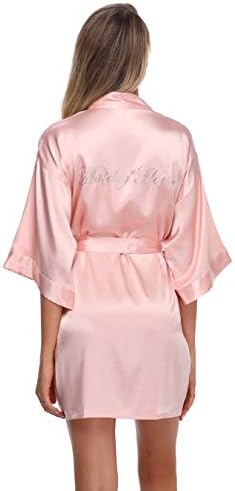 The Bund Women's Short Bride Bridesmaid Kimono Robes for Wedding Party