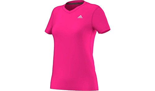 Adidas Ultimate SS V-Neck Top - Women's Shock Pink / Matte Silver Small