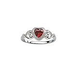 Sterling Silver January CZ Simulated Birthstone Baby Ring with Heart