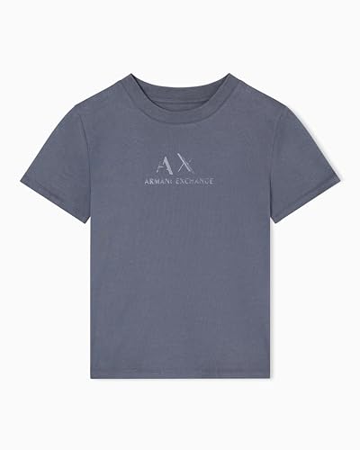Armani Exchange Women's Short Sleeve Front Logo Print Regular Boxy fit, T-Shirt, Grey, XS