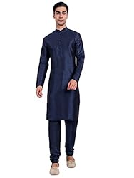 SKAVIJ Men's Indian Dupion Silk Kurta Pajama And