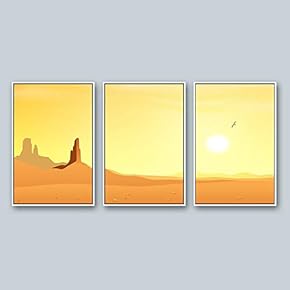 3 Piece Framed Canvas Wall Art for Living Room, Bedroom Mountain Landscape Illustration XVI Canvas Prints for Home Decoration Ready to Hang - 16"x24"x3 Panels