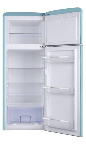 Amica Retro Kühl‑Gefrierkombination freistehend 206 l FrostControl LED Beleuchtung Retro-Design 144 x 55 x 62 cm – Kühlschrank Türkisblau 3