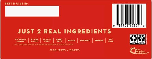 LARABAR CASHEW COOKIE, GLUTEN FREE VEGAN FRUIT & NUT BAR, 1.7 OZ BARS 16 CT
