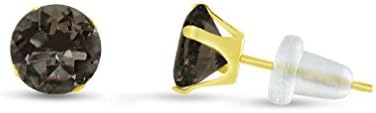 Cloverlon Yellow golden Smokey Quartz Round Stud Earrings - Choose a Size