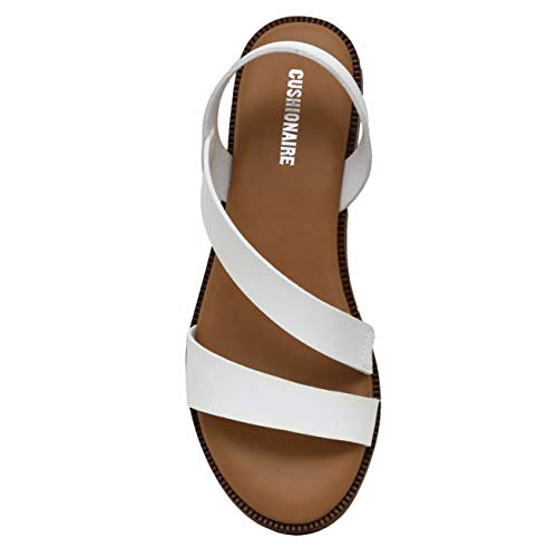 Women's Cushionaire Lido asym slingback sandal +Memory Foam, WHITE 7