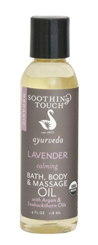Soothing Touch Ayurveda Organic Bath, Body & Massage Oil, Calming Lavender, 4 Oz
