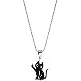 Nishchay Funny Black Cat Pendant Necklace – Stainless Steel Chain, Bold Statement Jewelry for Pet Lovers & Trendy Outfits (Black Cat)